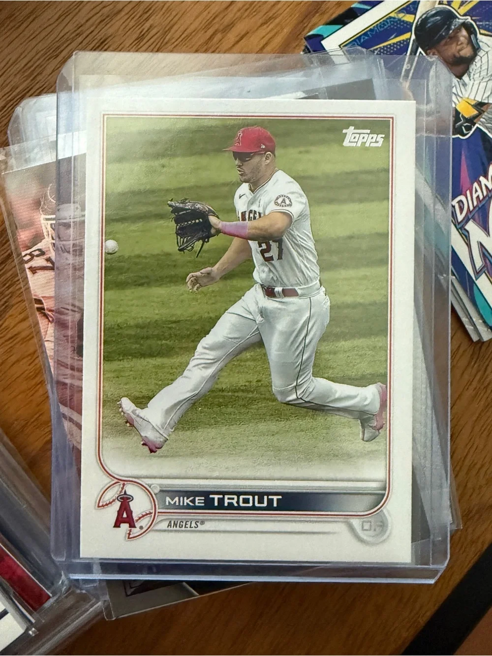 Topps Mike Trout Trading Card - White, Red, Pink